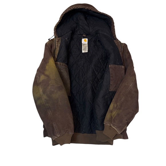 Vintage Carhartt J130 Brown Duck Canvas Y2K Jacket Distressed Grunge Hooded - Picture 14 of 14